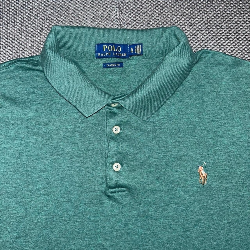 Polo Ralph Lauren Green Pima Cotton Short Sleeve Polo Shirt Size XL Classic Fit